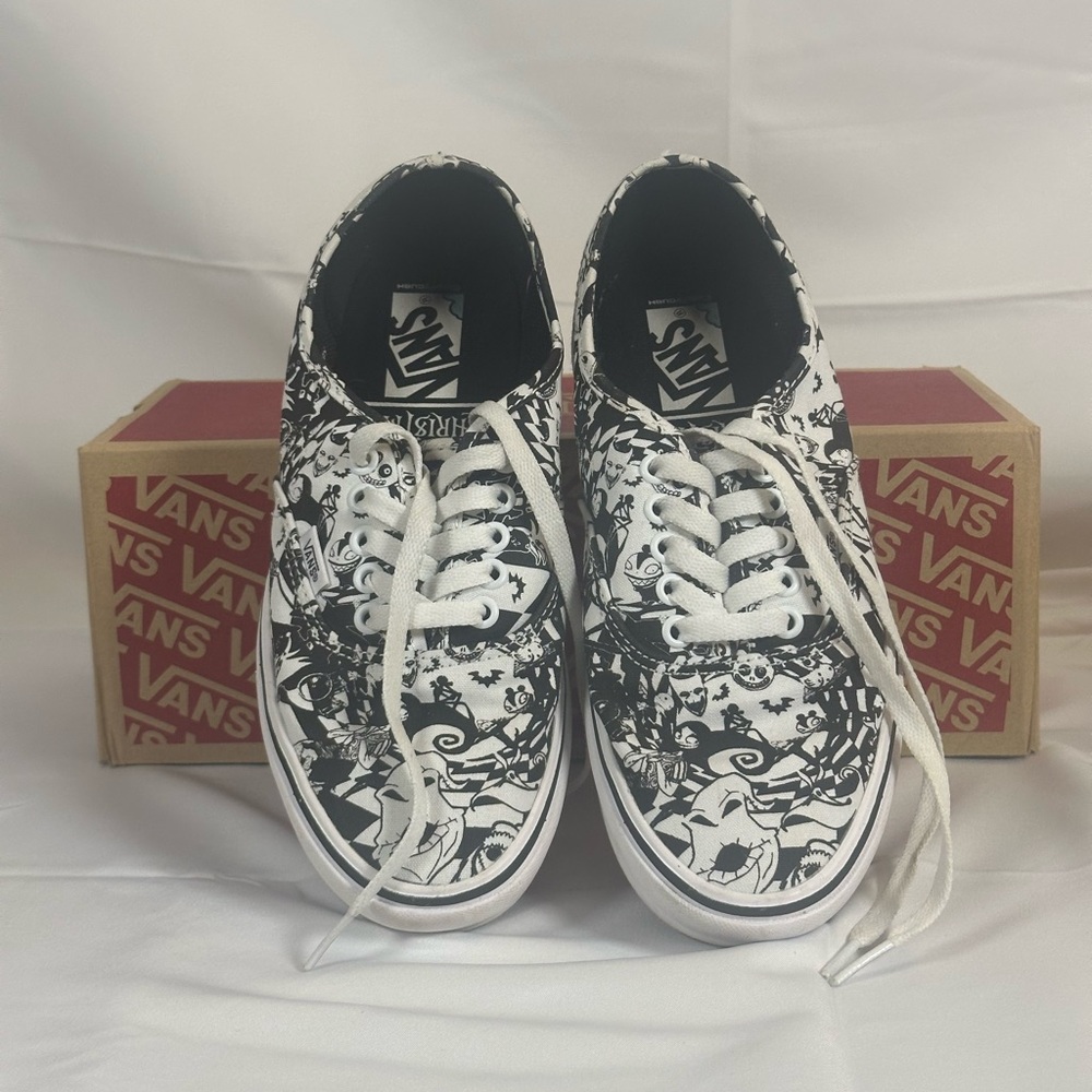 Vans Nightmare Before Xmas Mens 7 Womens 8.5 Black White Comfy Cush Sneaker
